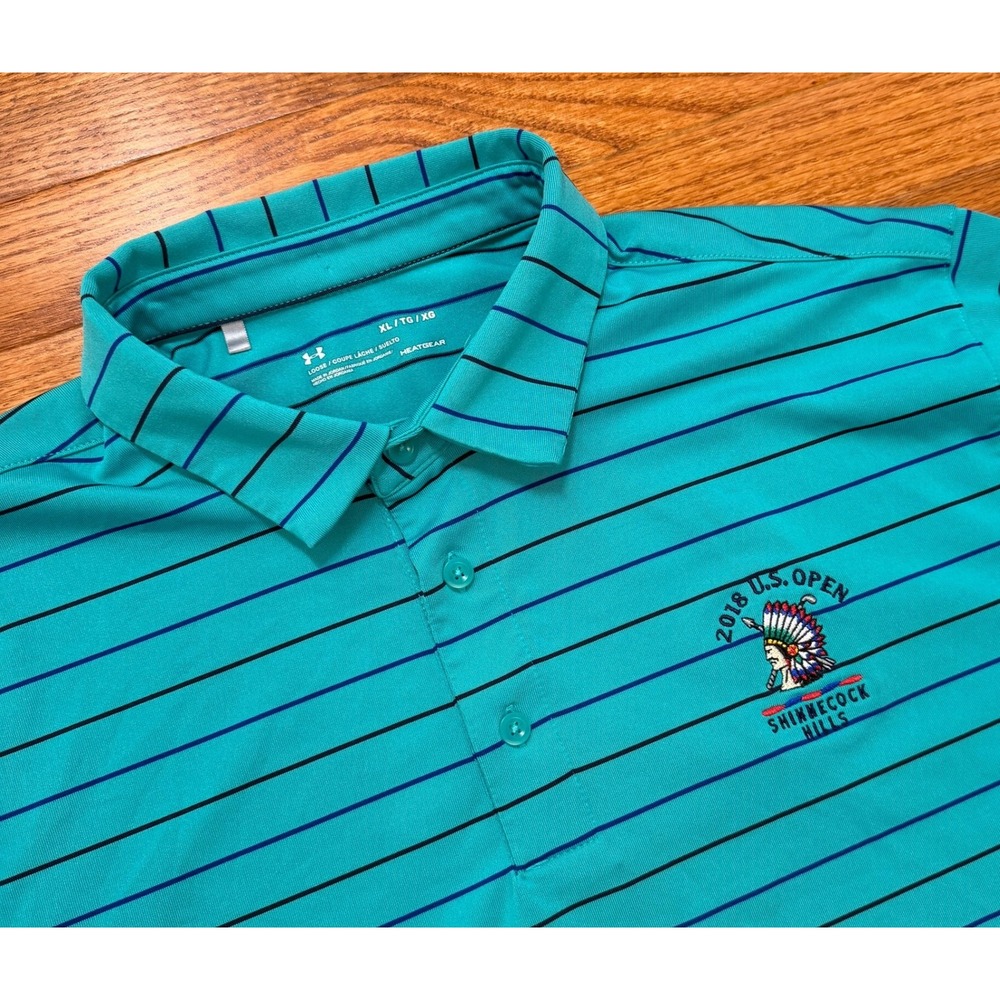 Under Armour Shinnecock Hills Golf Polo Shirt Mens XL Green Teal Performance